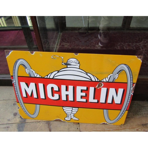 1133 - Large Michelin Garage Advertisement Sign Approximately 22 Inches Wide x 12 Inches High