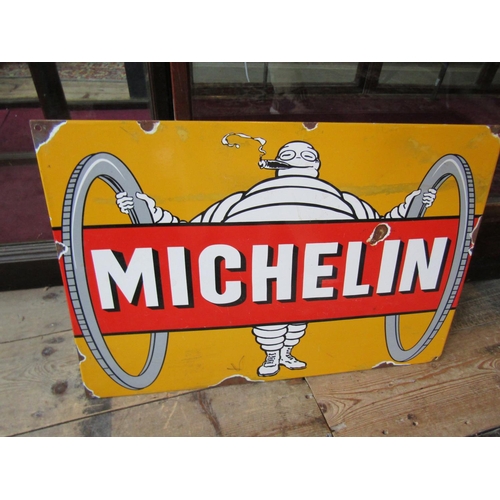 1133 - Large Michelin Garage Advertisement Sign Approximately 22 Inches Wide x 12 Inches High