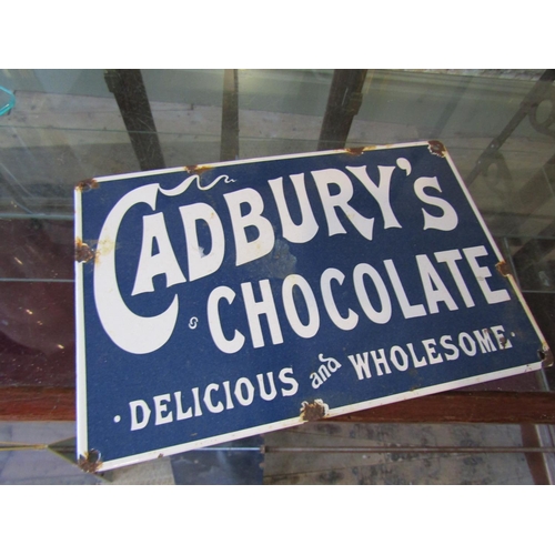 1135 - Cadburys Chocolate Advertising Sign Enamel on Tin Approximately 11 Inches Wide