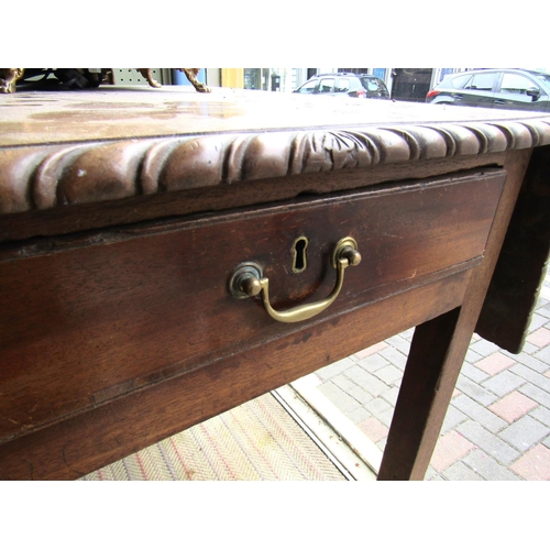 1142 - George III Chippendale Drop Leaf Table Single Long Drawer Chamfered Supports Approximately 18 Inches... 