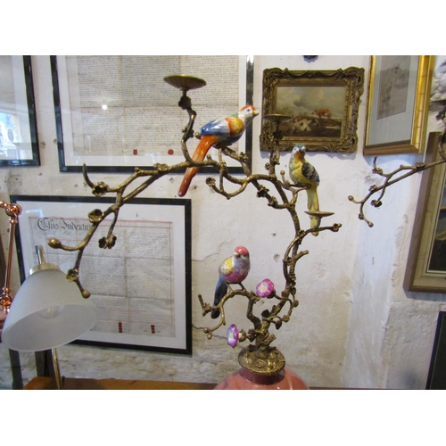 1149 - Pair of Avian Motif Porcelain and Ormolu Mounted Candelabras Attractively Detailed Each Approximatel... 