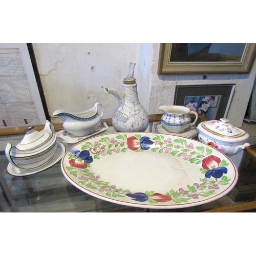 1151 - Various Porcelain Including Large Platter and Inhaler Six Pieces in Lot