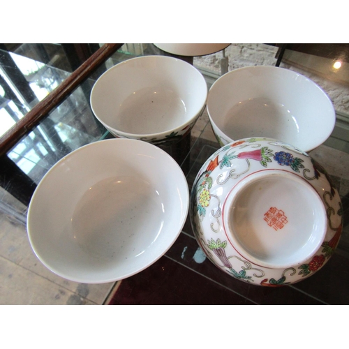 1154 - Four Chinese Porcelain Bowls Signed with Characters to Bases Each Approximately 11cm Diameter