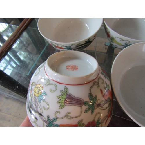 1154 - Four Chinese Porcelain Bowls Signed with Characters to Bases Each Approximately 11cm Diameter