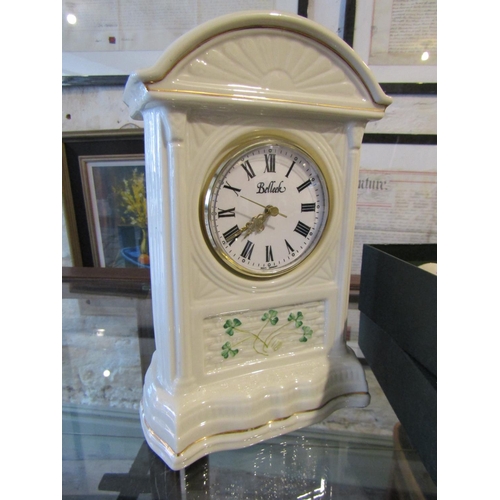 1161 - Quantity of Various Porcelain Including Belleek Shamrock Motif Decorated Mantle Clock, etc. Quantity... 