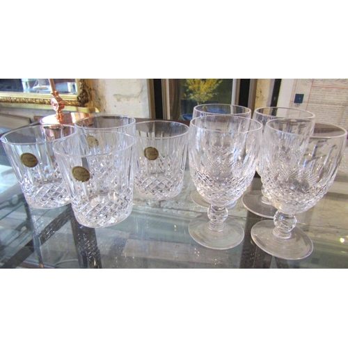 1162 - Four Waterford Crystal Glasses Pedestal Form and Four Cut Crystal Whiskey Tumblers