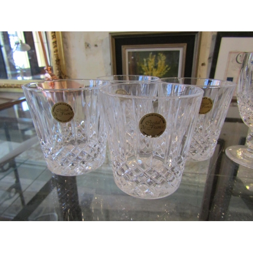 1162 - Four Waterford Crystal Glasses Pedestal Form and Four Cut Crystal Whiskey Tumblers