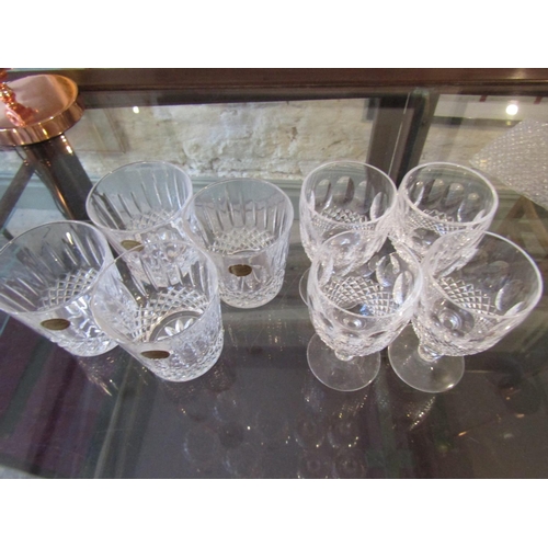 1162 - Four Waterford Crystal Glasses Pedestal Form and Four Cut Crystal Whiskey Tumblers