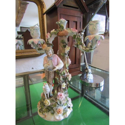 1167 - Pair of Dresden Twin Sconce Candle Rests Figural Form Each Approximately 12 Inches High x 11 Inches ... 