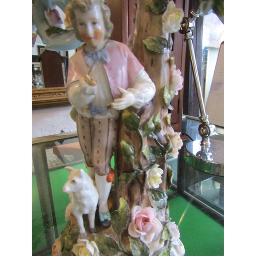 1167 - Pair of Dresden Twin Sconce Candle Rests Figural Form Each Approximately 12 Inches High x 11 Inches ... 