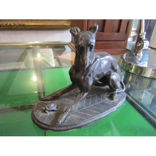 1168 - Antique Bronze Whippet with Tortoise Approximately 5 Inches Wide