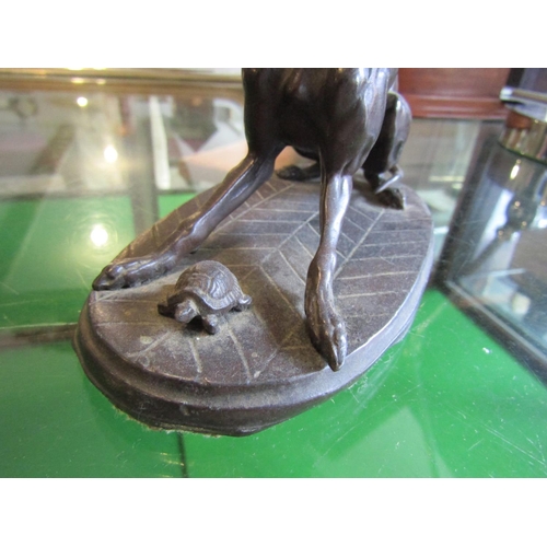 1168 - Antique Bronze Whippet with Tortoise Approximately 5 Inches Wide