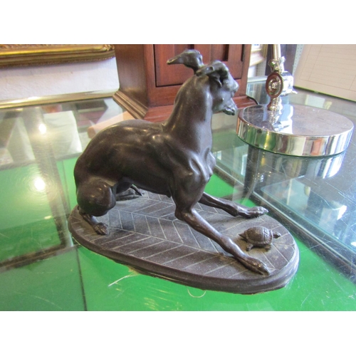 1168 - Antique Bronze Whippet with Tortoise Approximately 5 Inches Wide