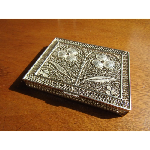 1178 - Silver Cigarette Case with Hinged Cover Floral Motifs