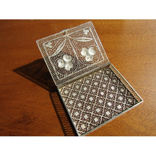 1178 - Silver Cigarette Case with Hinged Cover Floral Motifs