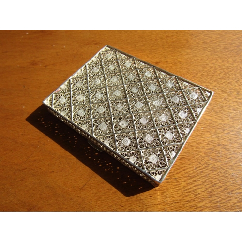 1178 - Silver Cigarette Case with Hinged Cover Floral Motifs