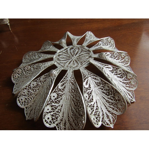 1185 - Silver Table Dish Circular Form Attractively Detailed Approximately 8 Inches Diameter