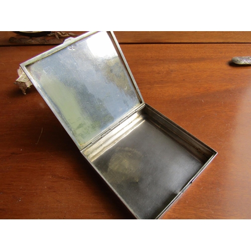 1186 - Silver Table Box Square Form Engraved Incised Decoration Throughout Approximately 6 Inches Square