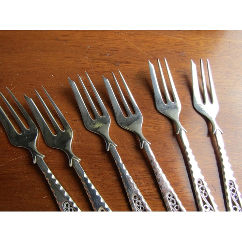 1187 - Set of Six Silver Dessert Forks Each Approximately 6 Inches Long