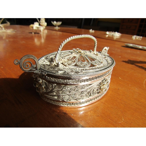 1193 - Silver Dressing Table Box with Cover Attractively Detailed Throughout Approximately 4 Inches Wide