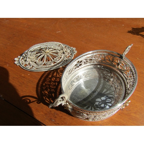 1193 - Silver Dressing Table Box with Cover Attractively Detailed Throughout Approximately 4 Inches Wide