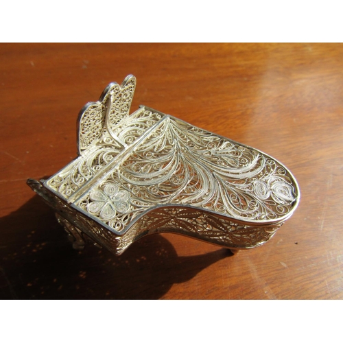 1194 - Silver Grand Piano Filigree Decorated Approximately 3 Inches Wide