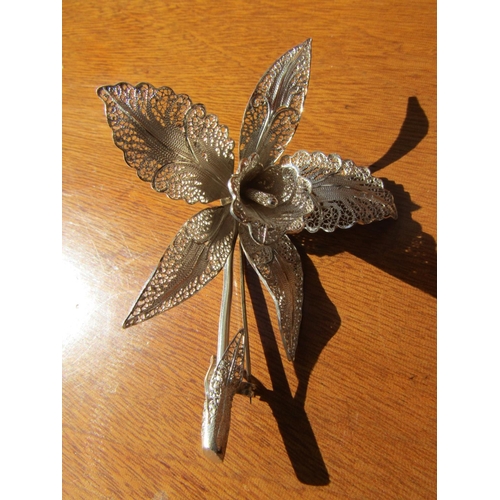 1197 - Three Silver Brooches Including Butterfly Example Largest Approximately 8cm Wide