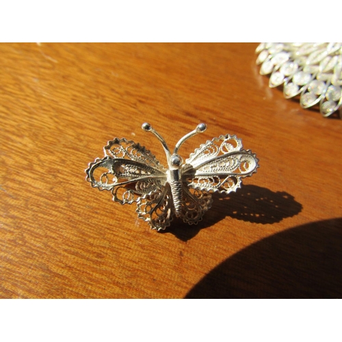 1199 - Three Silver Broches Including Butterfly Example Each Attractively Detailed