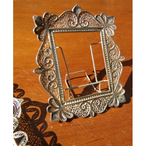 1204 - Silver Desk Photograph Frame and Silver Pin Tidy Tray Two Pieces in Lot Tallest Approximately 3 Inch... 