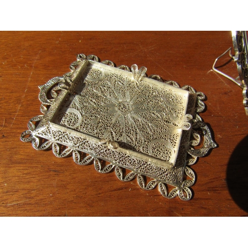 1204 - Silver Desk Photograph Frame and Silver Pin Tidy Tray Two Pieces in Lot Tallest Approximately 3 Inch... 