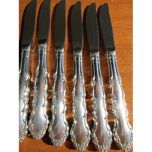 1212 - Oneida American Set of Six Silver Plated Dinner Knives As New