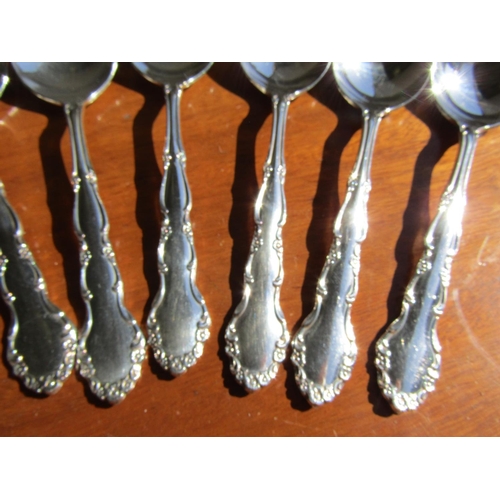 1213 - Oneida American Set of Six Silver Plated Dinner Soup Spoons As New