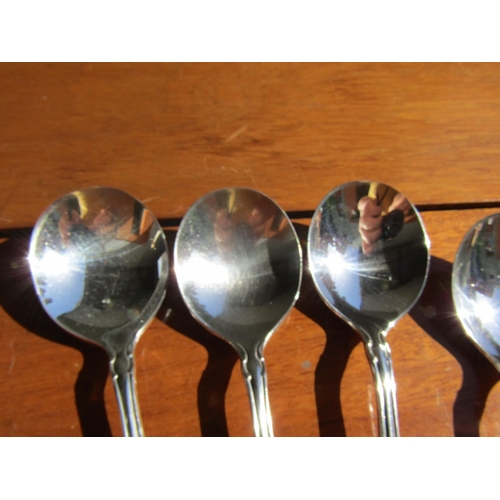 1213 - Oneida American Set of Six Silver Plated Dinner Soup Spoons As New