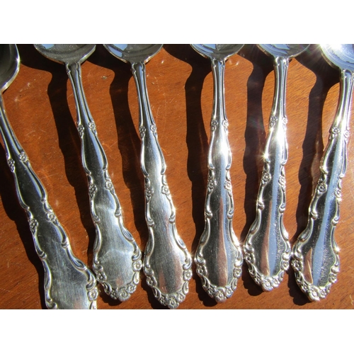 1214 - Oneida American Set of Six Silver Plated Dessert Spoons As New