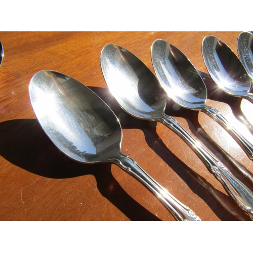 1214 - Oneida American Set of Six Silver Plated Dessert Spoons As New