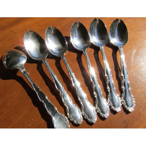 1214 - Oneida American Set of Six Silver Plated Dessert Spoons As New