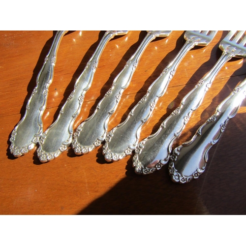 1215 - Oneida American Set of Six Silver Plated Dessert Forks As New