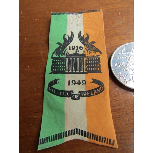 1222 - Irish Silver Commemorative 1916 Coin and 1916 - 1949 with Commemorative Ribbon GPO