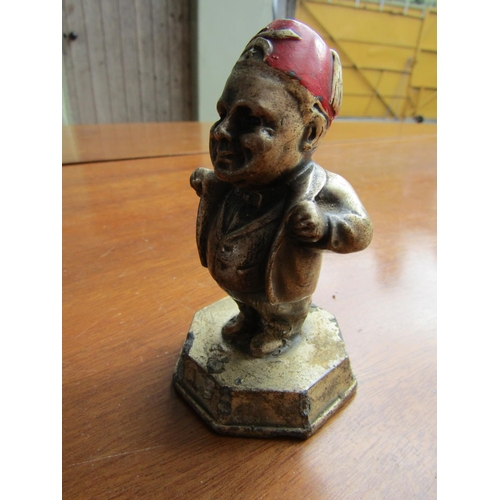 1223 - Novelty Bronze Figure Silver Gilt of Man with Fez Masonic Interest Approximately 4 Inches High