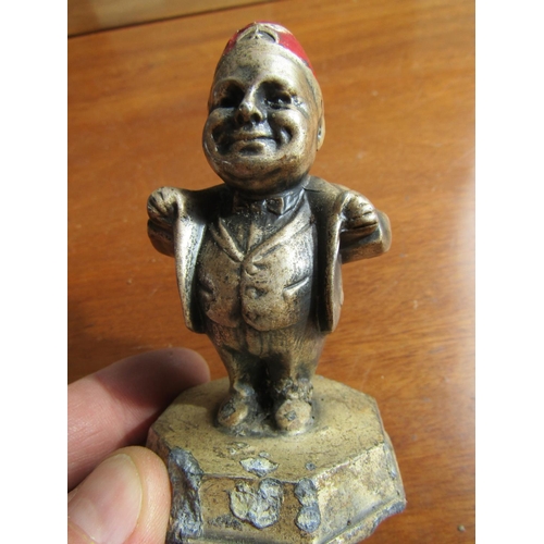 1223 - Novelty Bronze Figure Silver Gilt of Man with Fez Masonic Interest Approximately 4 Inches High