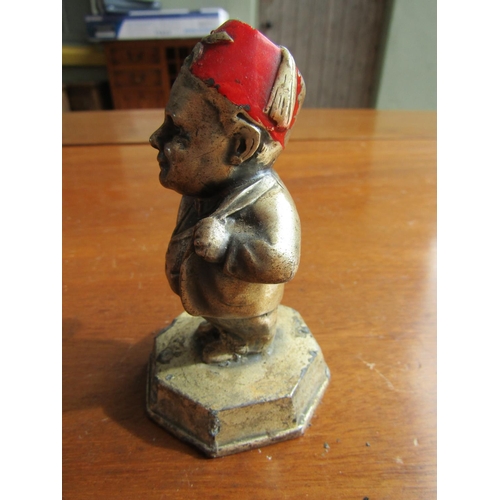 1223 - Novelty Bronze Figure Silver Gilt of Man with Fez Masonic Interest Approximately 4 Inches High