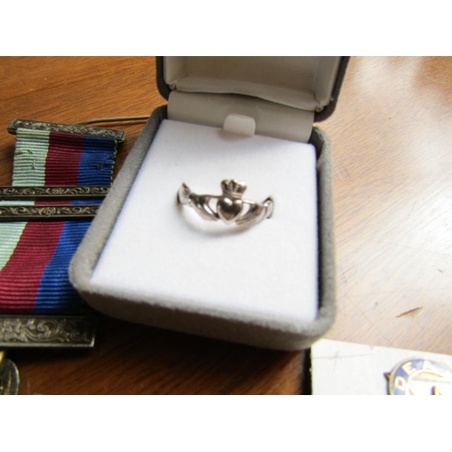 1225 - Collection of Silver Masonic Items Silver Claddagh Ring and Other Masonic Items Quantity as Photogra... 