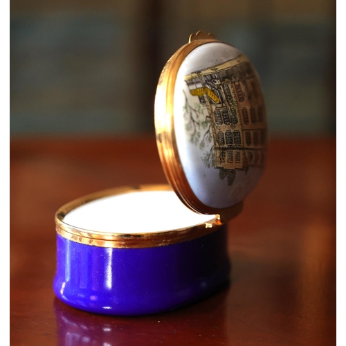 1231 - White House Commemorative Porcelain Pill or Ring Box Ormolu Bound Presented Ritz Carlton Washington ... 