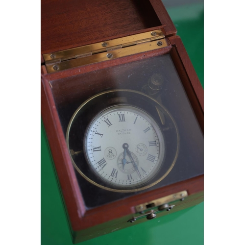 1232 - Waltham Chronometer Within Original Mahogany Carry Case