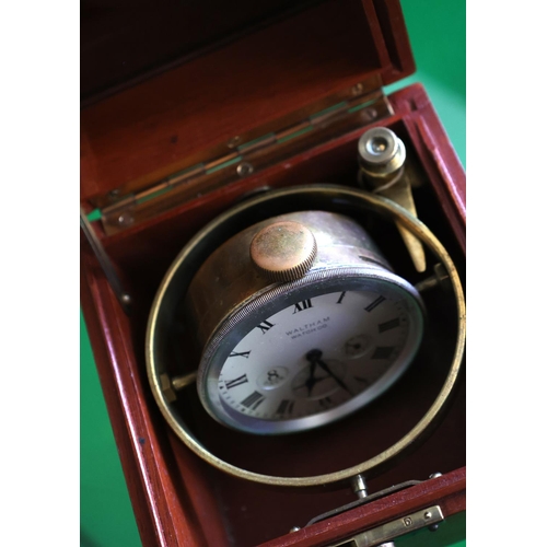 1232 - Waltham Chronometer Within Original Mahogany Carry Case