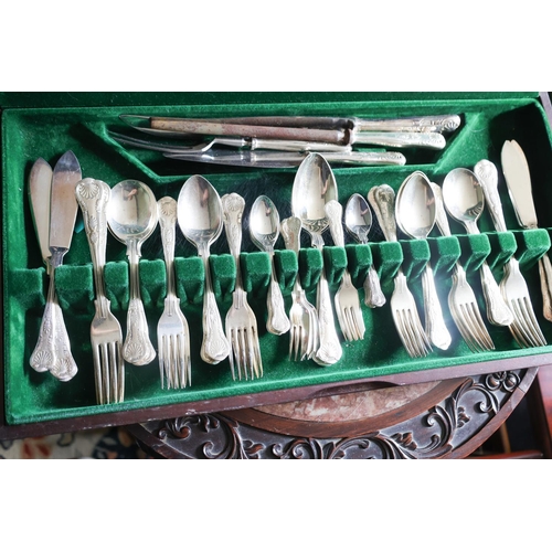 1269 - Canteen of Silver Plated Cutlery Contained Within Mahogany Canteen Quantity as Photographed Includes... 