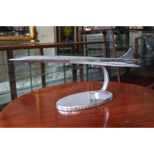 1271 - Chrome Plated Sculpture Concorde Approximately 20 Inches Wide