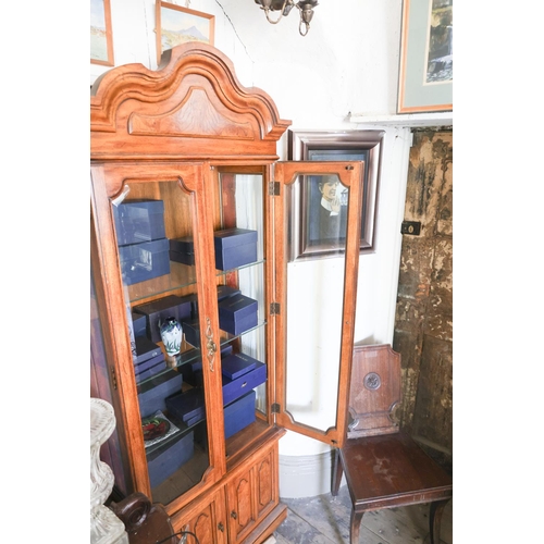 1275 - Twin Door Glazed Walnut Display Cabinet Cupboard Doors to Lower Section Approximately 32 Inches Wide... 