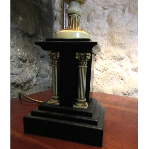 1283 - Table Lamp Urn Pedestal Form Above Corinthian Column Marble Base Electrified Working Order Approxima... 