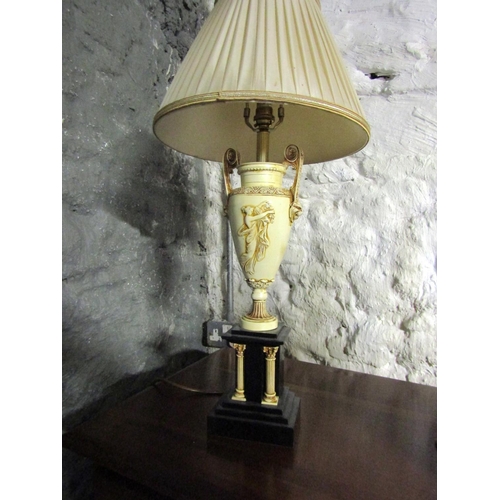 1283 - Table Lamp Urn Pedestal Form Above Corinthian Column Marble Base Electrified Working Order Approxima... 